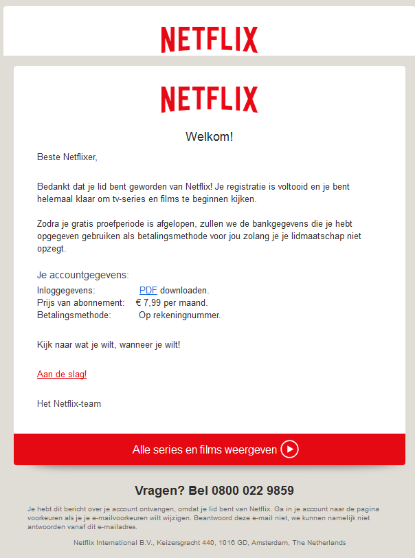 Phishing mail Netflix